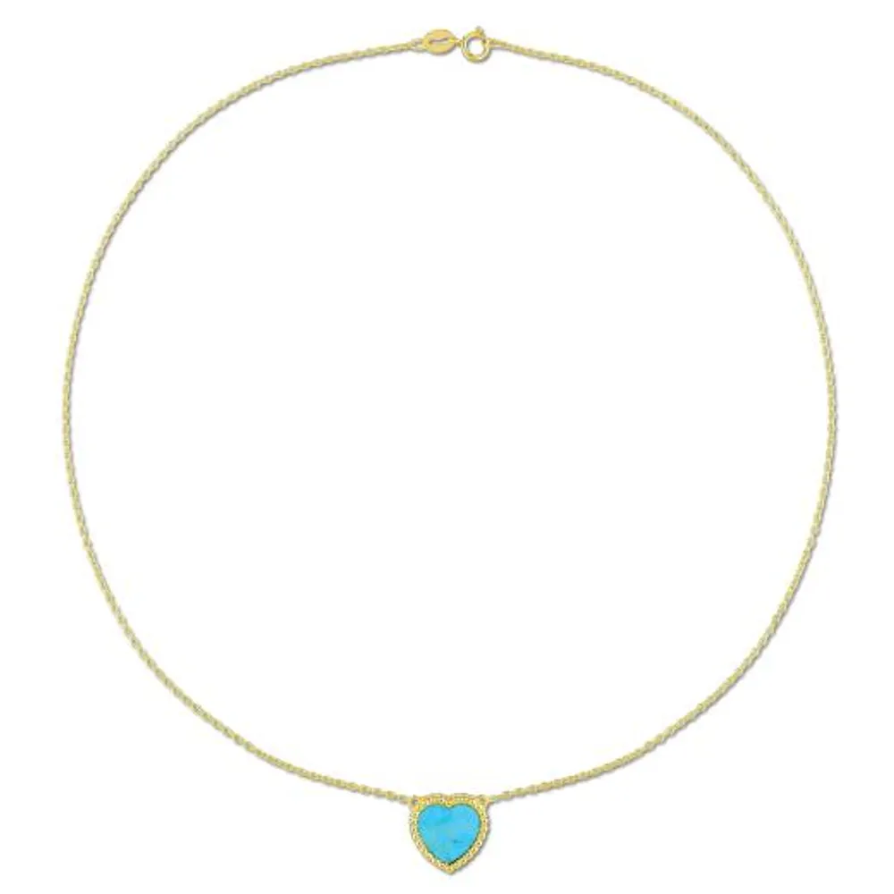 Julianna B Yellow Plated Sterling Silver Heart Shape Turquoise Necklace