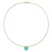 Julianna B Yellow Plated Sterling Silver Heart Shape Turquoise Necklace