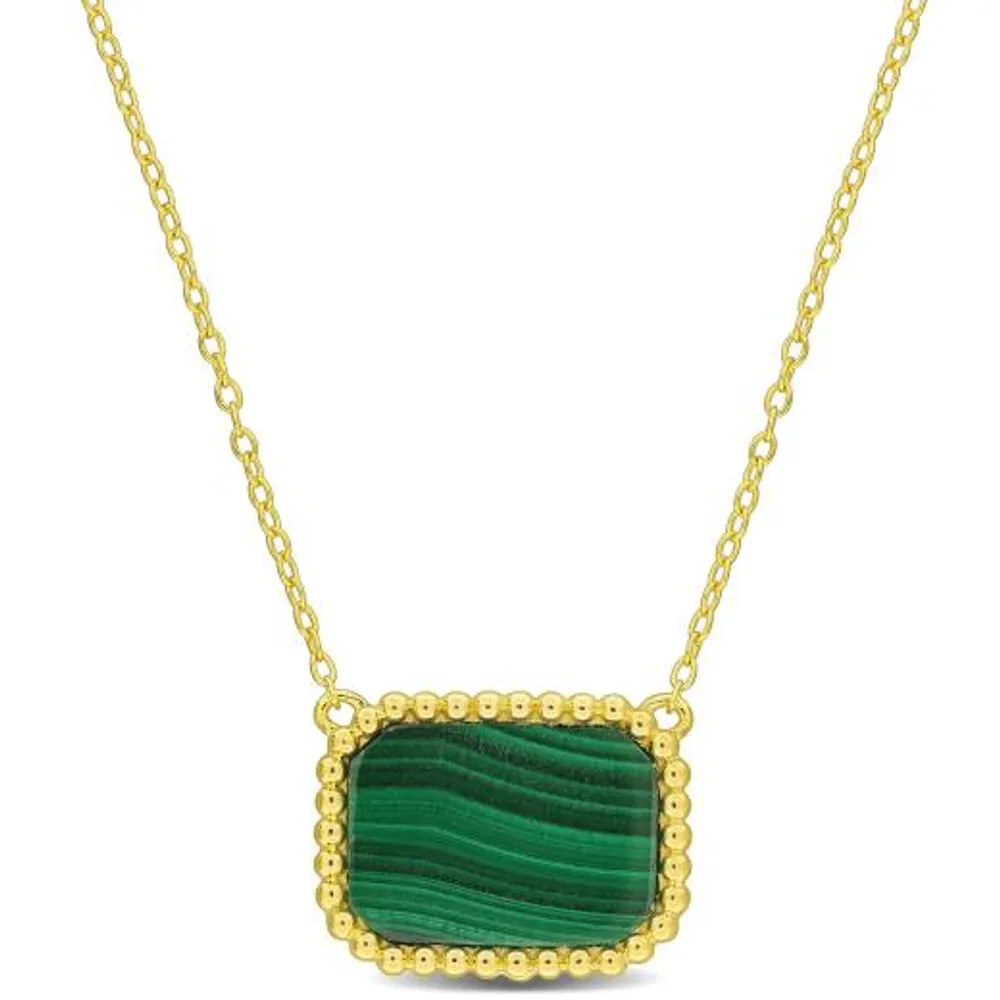 Julianna B Yellow Plated Sterling Silver Malachite Necklace