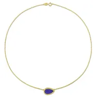 Julianna B Yellow Plated Sterling Silver Pear Shape Blue Lapis Necklace