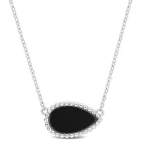 Julianna B Sterling Silver Pear Shape Black Agate Necklace