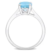 Julianna B Sterling Silver Blue Topaz Solitaire Ring