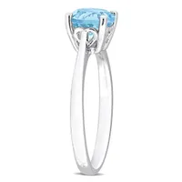 Julianna B Sterling Silver Blue Topaz Solitaire Ring