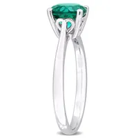 Julianna B Sterling Silver Created Emerald Solitaire Ring