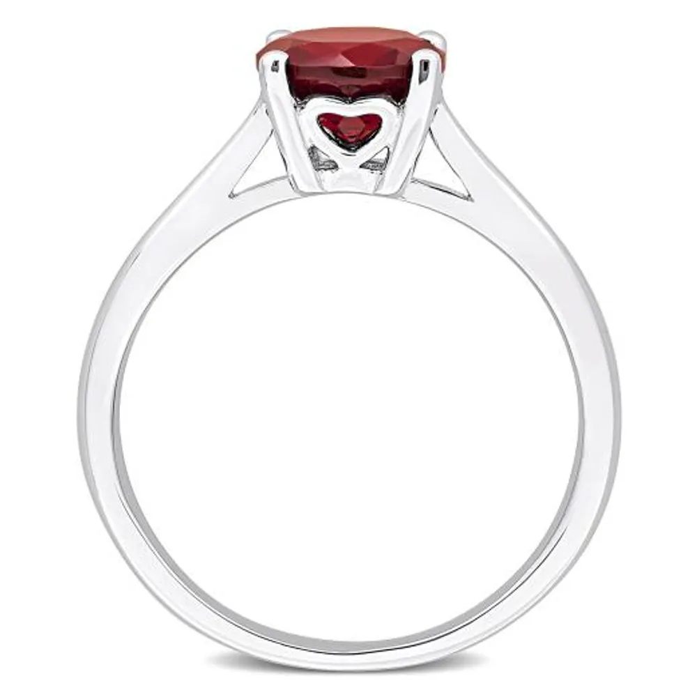 Julianna B Sterling Silver Garnet Solitaire Ring