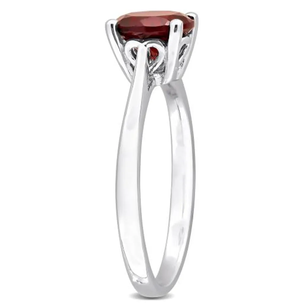 Julianna B Sterling Silver Garnet Solitaire Ring