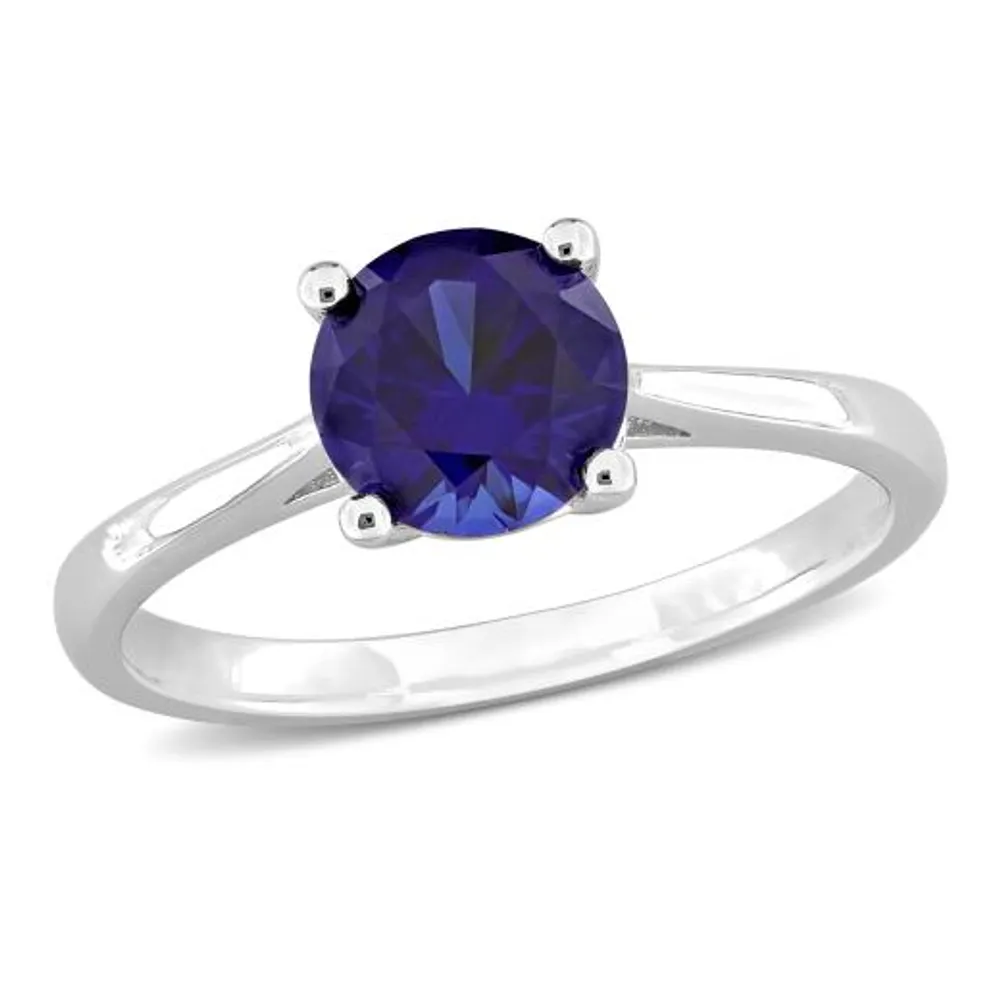 Julianna B Sterling Silver Created Blue Sapphire Solitaire Ring