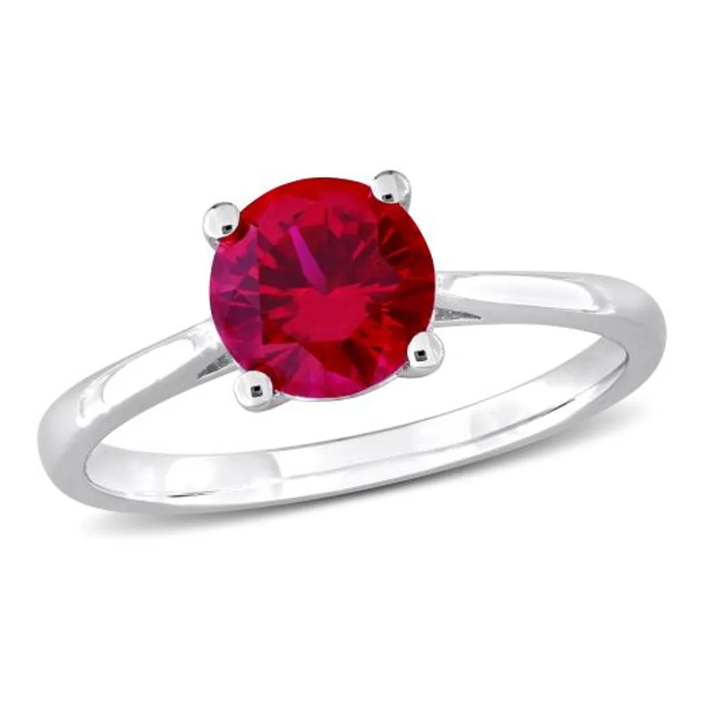 Julianna B Sterling Silver Created Ruby Solitaire Ring