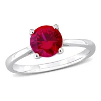 Julianna B Sterling Silver Created Ruby Solitaire Ring