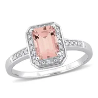 Julianna B Sterling Silver Morganite and Diamond Ring