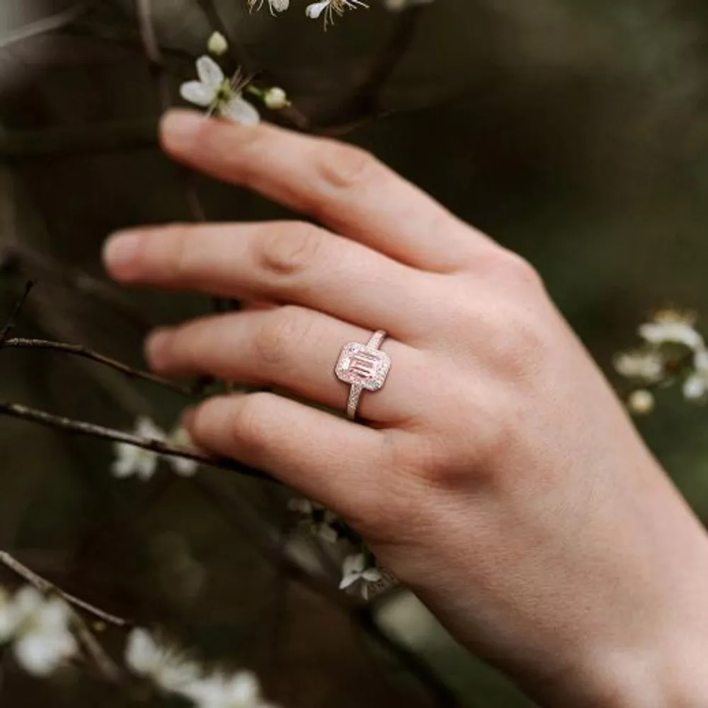 Julianna B Sterling Silver Morganite and Diamond Ring