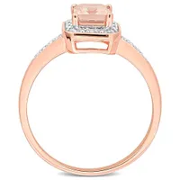 Julianna B Rose Plated Sterling Silver Morganite and Diamond Ring