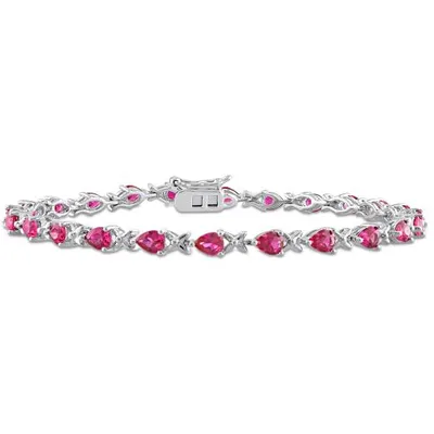 Julianna B Sterling Silver Created Ruby 7" Bracelet