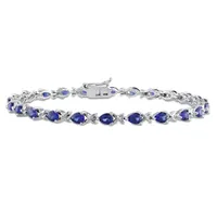 Julianna B Sterling Silver Created Blue Sapphire 7" Bracelet