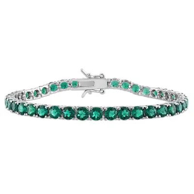 Julianna B Sterling Silver Created Emerald 7.25" Bracelet