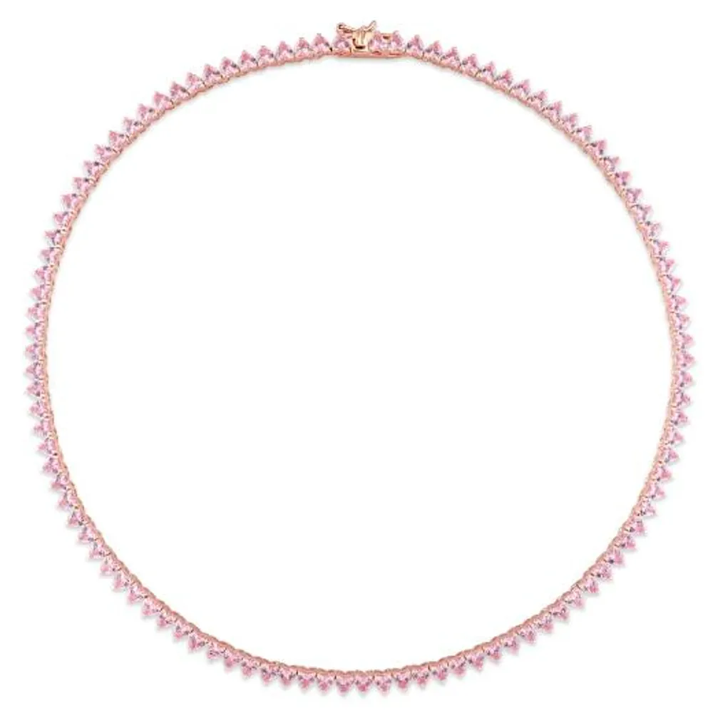 Julianna B Rose Plated Sterling Silver Pink Cubic Zirconia Tennis 18" Necklace