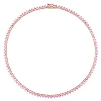 Julianna B Rose Plated Sterling Silver Pink Cubic Zirconia Tennis 18" Necklace