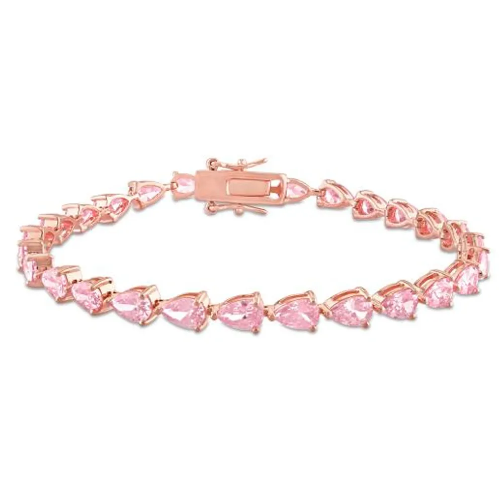 Julianna B Rose Plated Sterling Silver Pink Cubic Zirconia 7.25" Bracelet