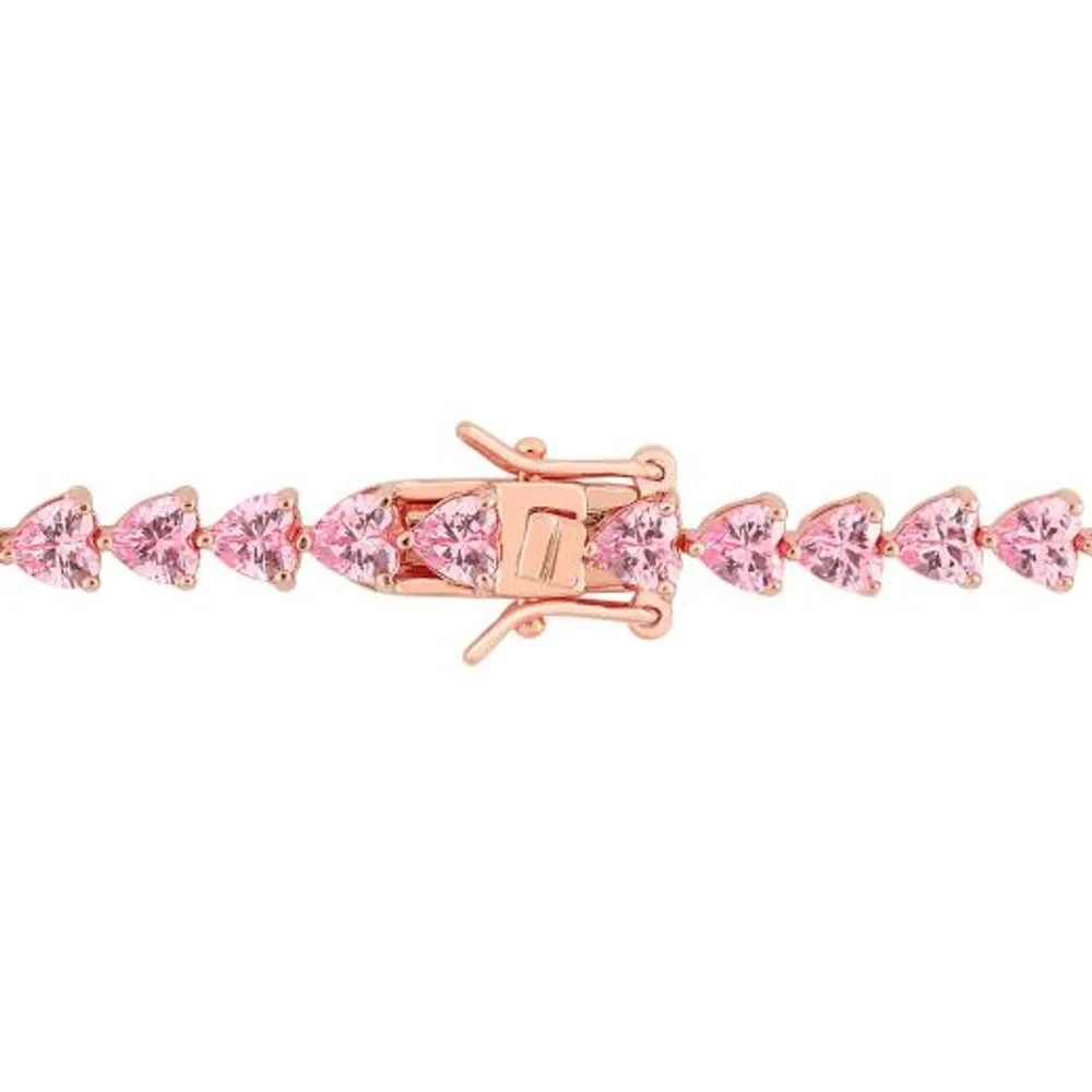 Julianna B Rose Plated Sterling Silver Pink Cubic Zirconia 7.5" Bracelet