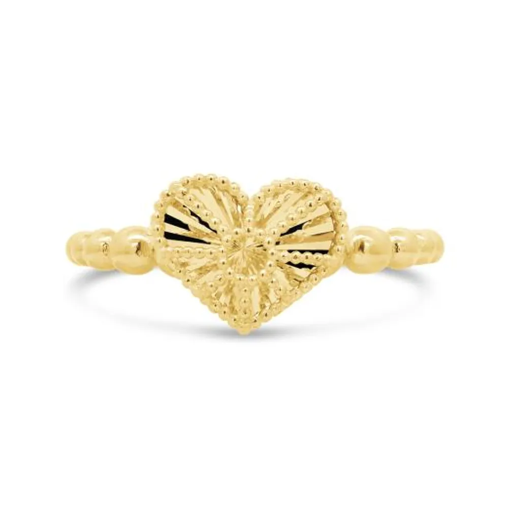 10K Yellow Gold Heart Ring