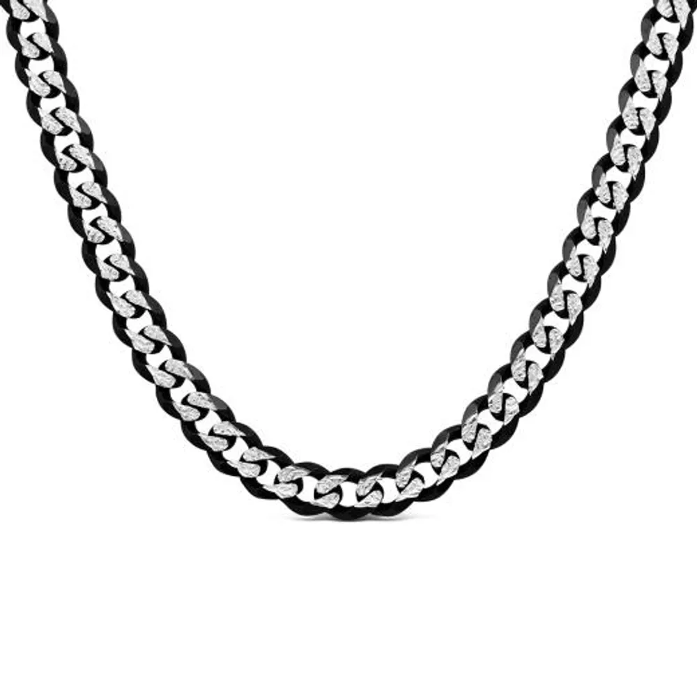 Sterling Silver Black Ruthenium 22" 6.25mm Curb Chain