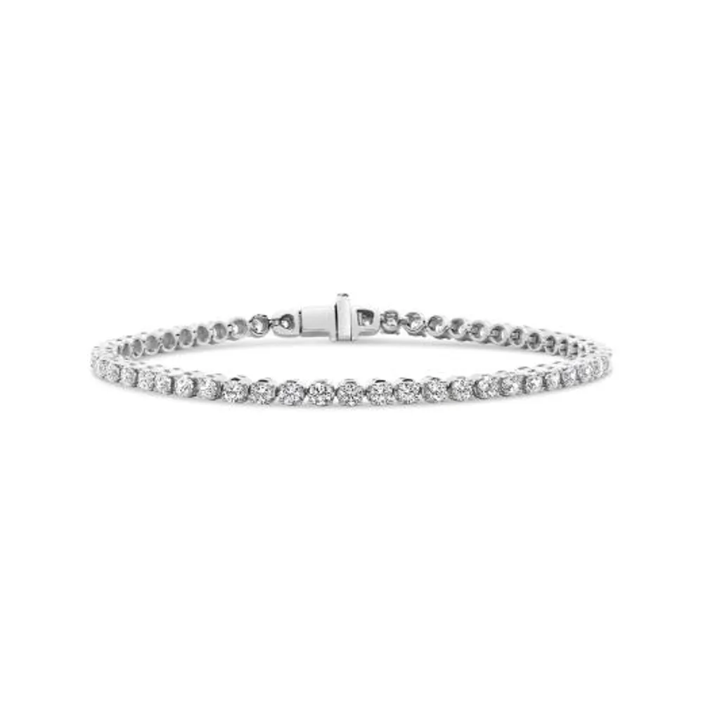 New Brilliance 10K White Gold Lab Grown 4.00CTW Diamond Tennis Bracelet