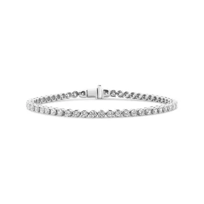 New Brilliance 10K White Gold Lab Grown 4.00CTW Diamond Tennis Bracelet