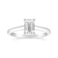 14K White Gold Lab Grown 1.00CT Emerald Cut Diamond Solitaire Ring