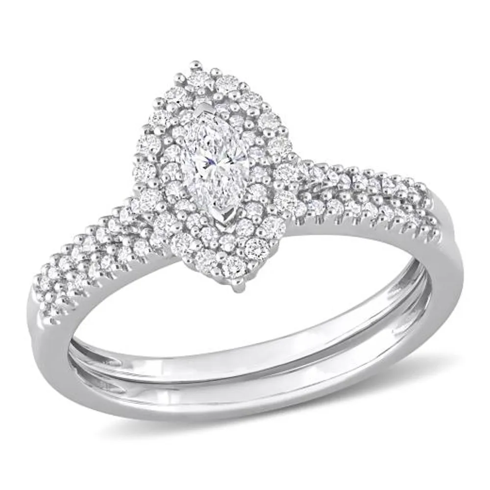 Julianna B 14K White Gold 0.49CTW Diamond Marquise Shaped Bridal Set