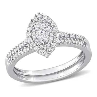 Julianna B 14K White Gold 0.49CTW Diamond Marquise Shaped Bridal Set
