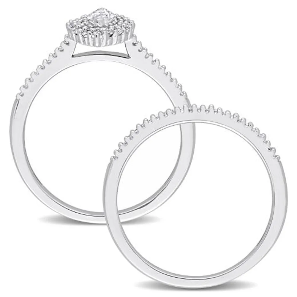 Julianna B 14K White Gold 0.49CTW Diamond Marquise Shaped Bridal Set