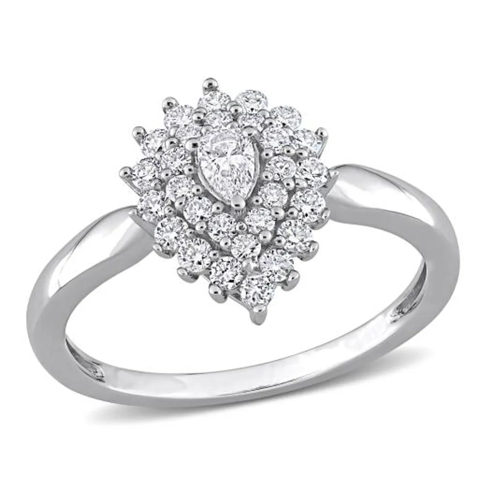 Julianna B 14K White Gold 0.48CTW Diamond Pear Shaped Bridal Ring
