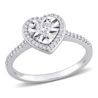 Julianna B 14K White Gold 0.19CTW Diamond Halo Heart Ring