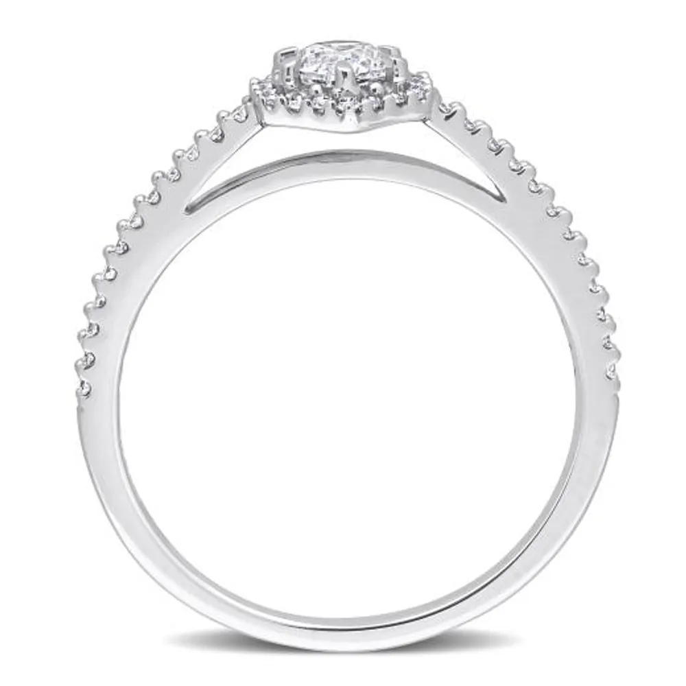 Julianna B 14K White Gold 0.49CTW Diamond Halo Bridal Ring