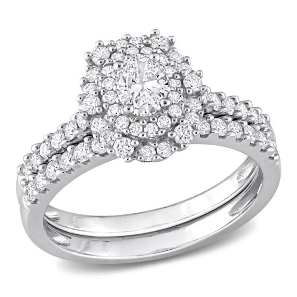 Julianna B 14K White Gold 0.98CTW Diamond Oval Shaped Bridal Ring