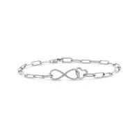 Sterling Silver 0.15CTW Diamond Infinity Heart Paperclip Bracelet