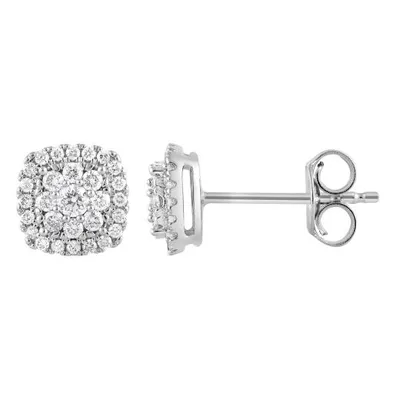 New Brilliance Sterling Silver Lab Grown 0.33CTW Diamond Cushion Shape Earrings