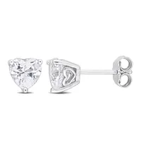 Julianna B Sterling Silver Created Sapphire Heart Stud Earrings