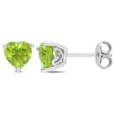 Julianna B Sterling Silver Peridot Heart Stud Earrings