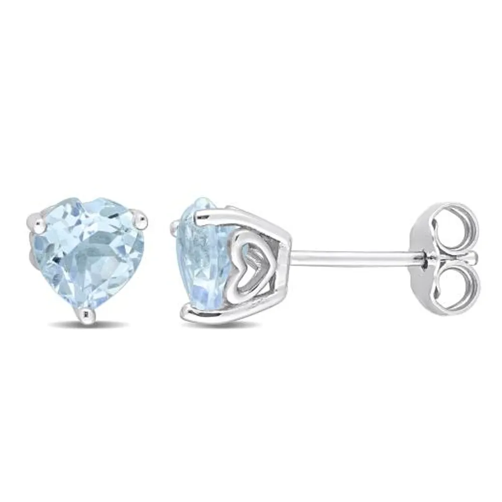 Julianna B Sterling Silver Blue Topaz Heart Stud Earrings