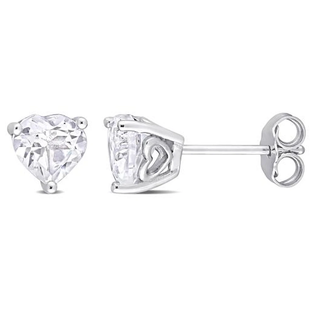 Julianna B Sterling Silver White Topaz Heart Stud Earrings