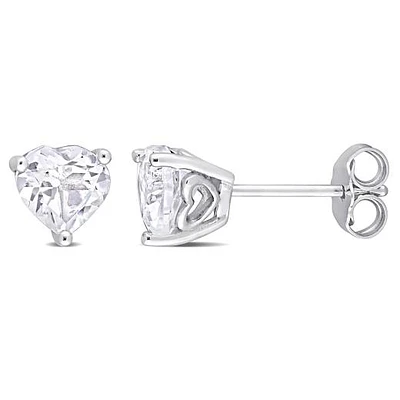 Julianna B Sterling Silver White Topaz Heart Stud Earrings