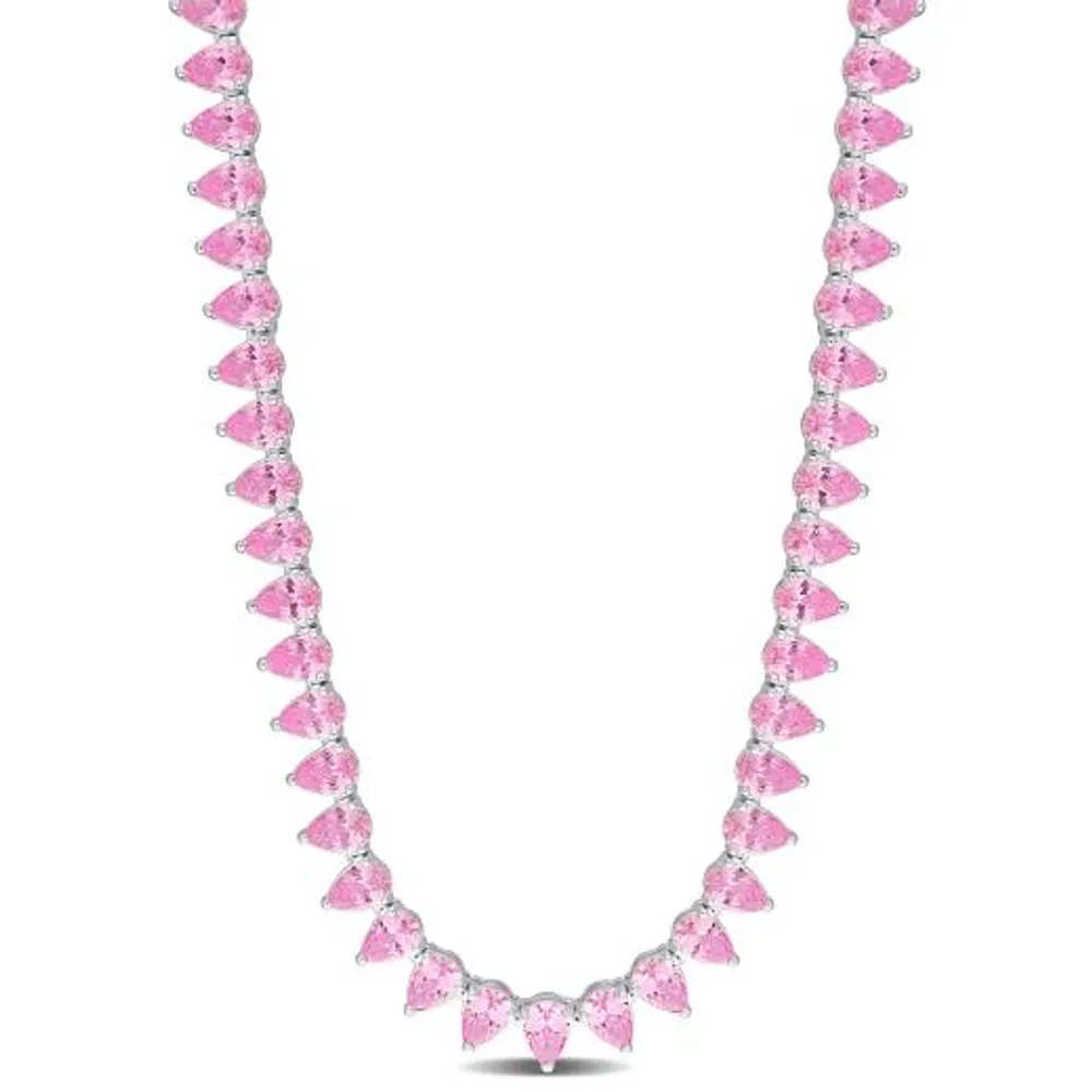 Julianna B Created Pink Sapphire 18" Tennis Necklace