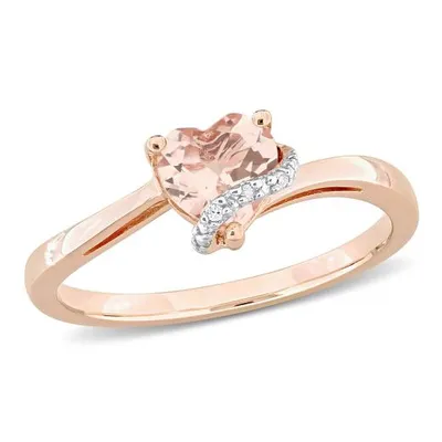 Julianna B Pink Plated Sterling Silver Morganite and Diamond Heart Ring