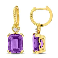 Julianna B Yellow Plated Sterling Silver Amethyst and White Topaz Earrings