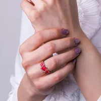 Julianna B Sterling Silver Created Ruby Heart Ring