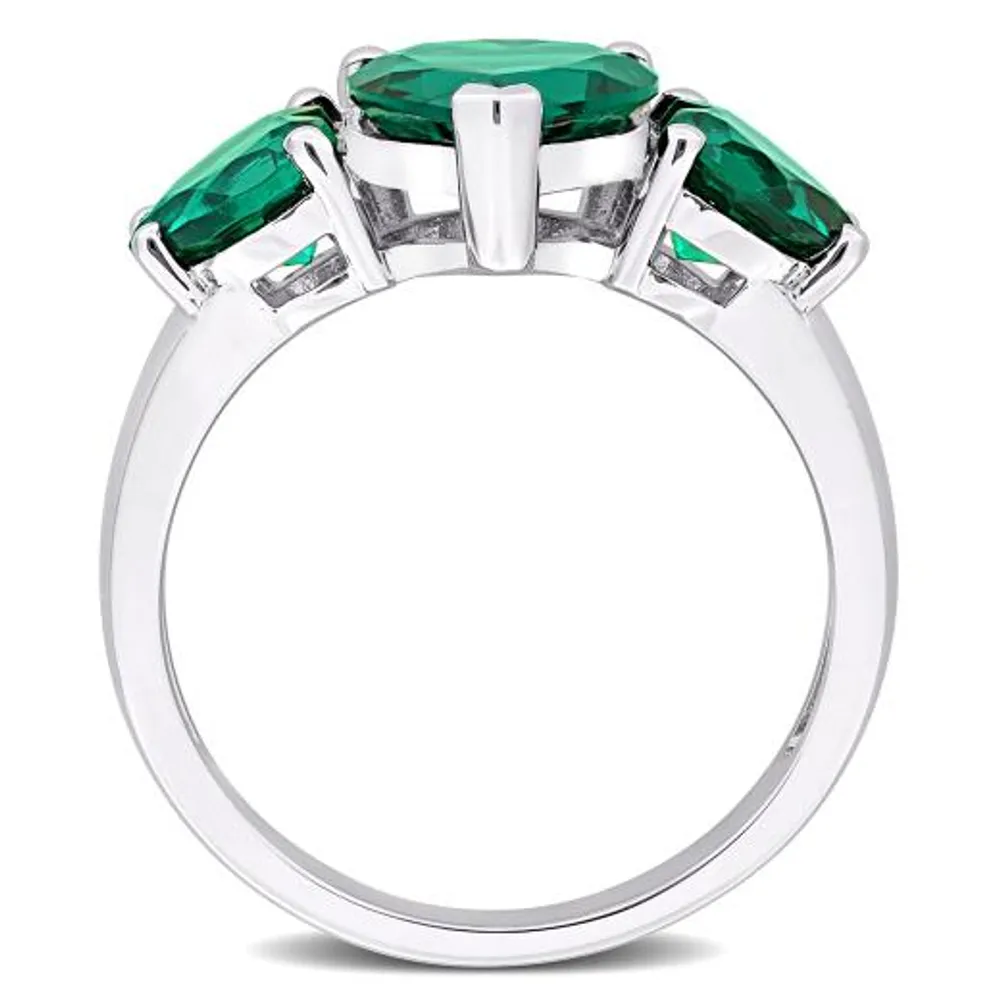 Julianna B Sterling Silver Created Emerald Heart Ring