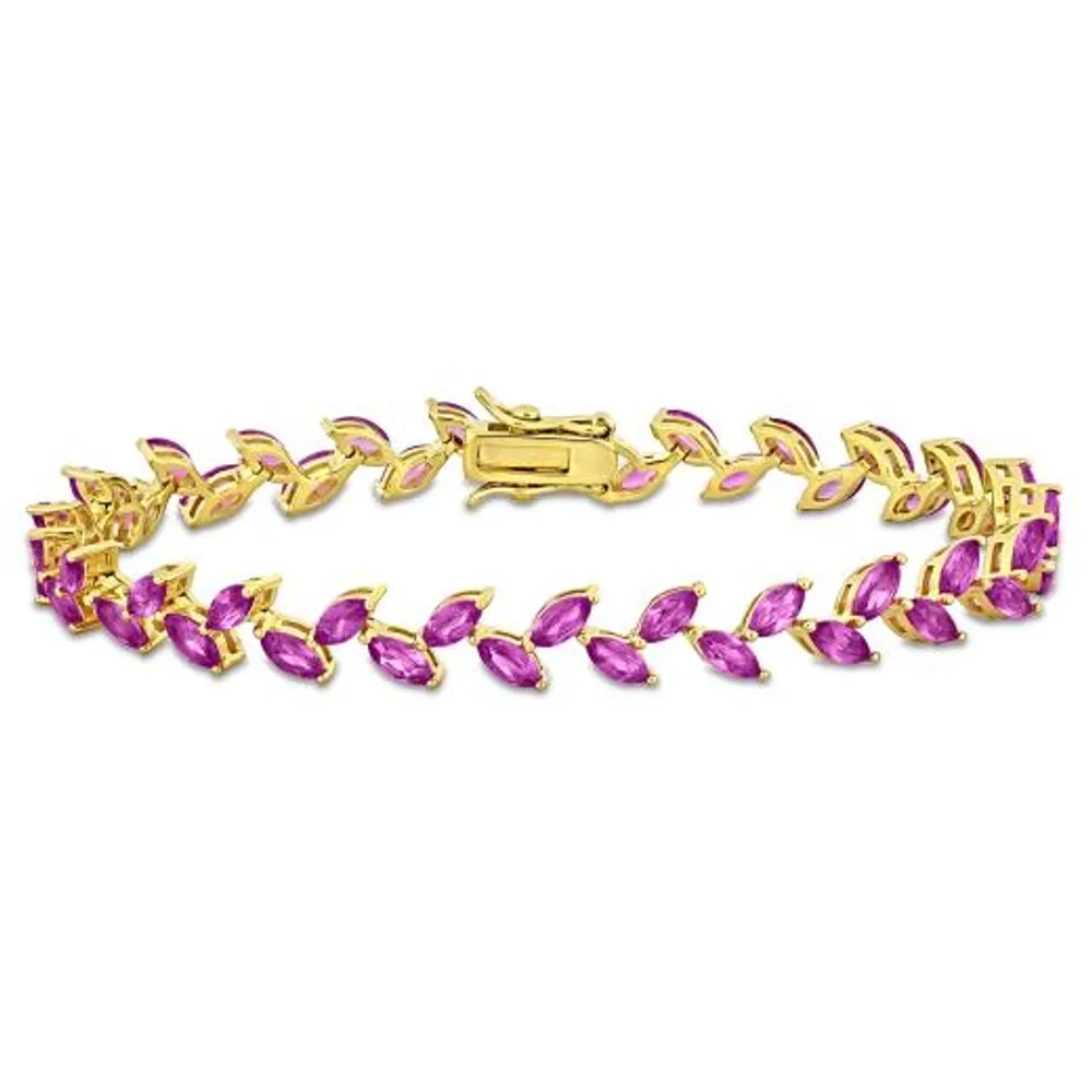 Julianna B Yellow Plated Sterling Silver Created Pink Sapphire Bracelet