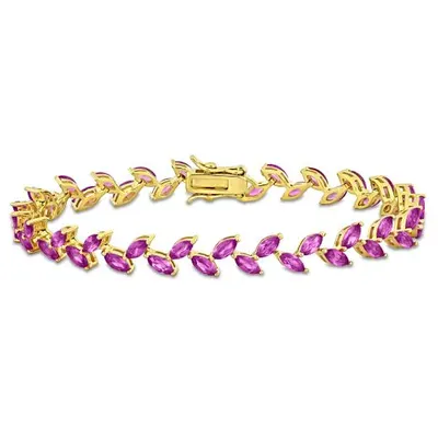 Julianna B Yellow Plated Sterling Silver Created Pink Sapphire Bracelet 7.25