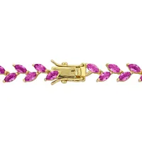 Julianna B Yellow Plated Sterling Silver Created Pink Sapphire Bracelet